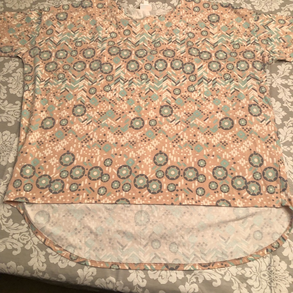 Lularoe gorgeous tan and aqua blue tunic super soft fabric